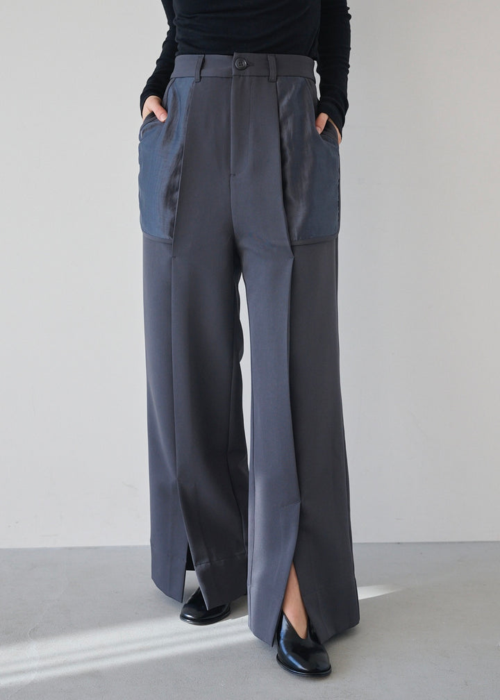 シアーコンビスリットパンツ_GREY