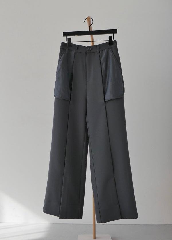 シアーコンビスリットパンツ_GREY