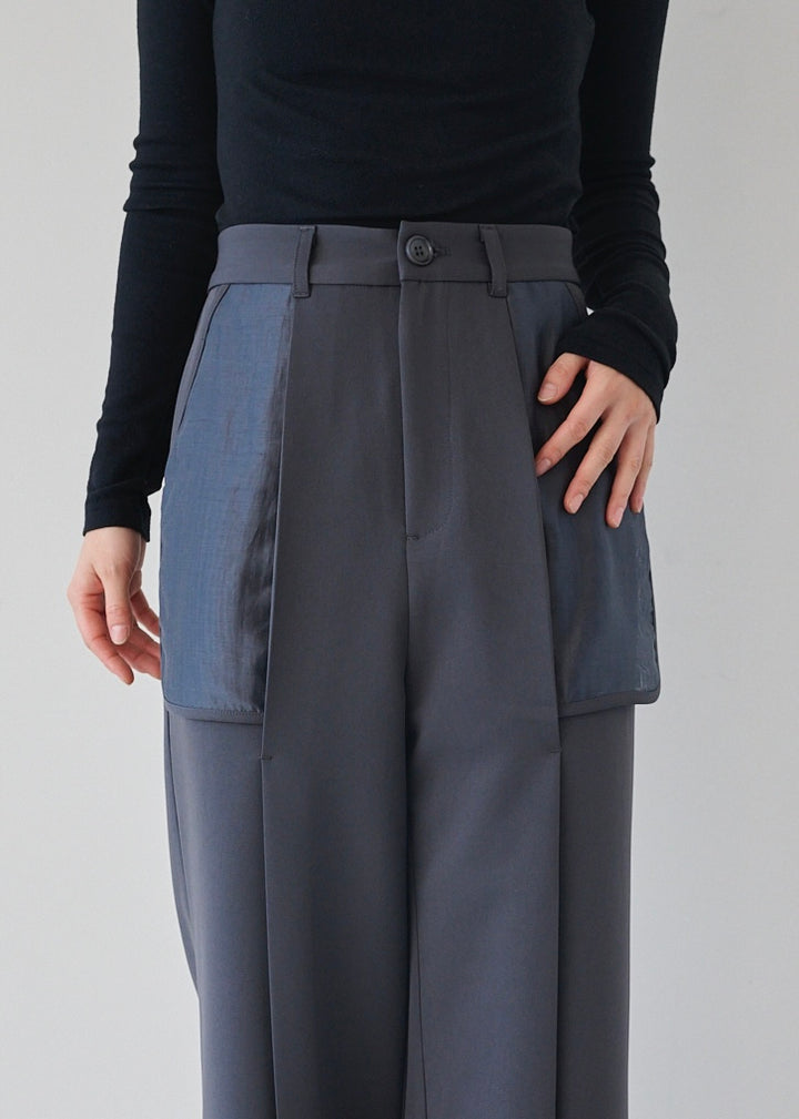 シアーコンビスリットパンツ_GREY