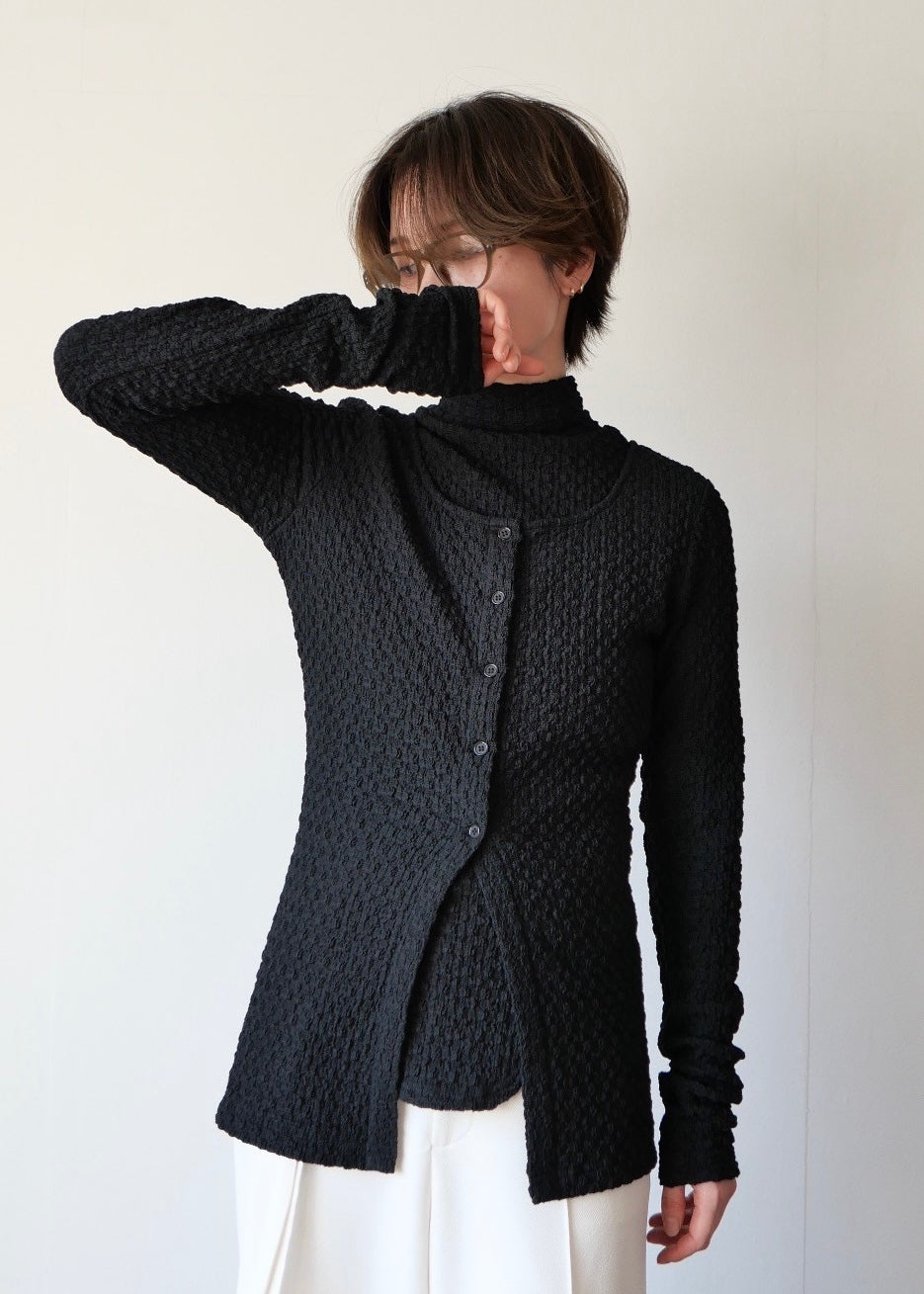 レイヤードポコポコトップス_BLACK – SH_KI