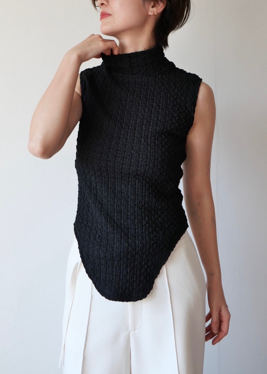 レイヤードポコポコトップス_BLACK