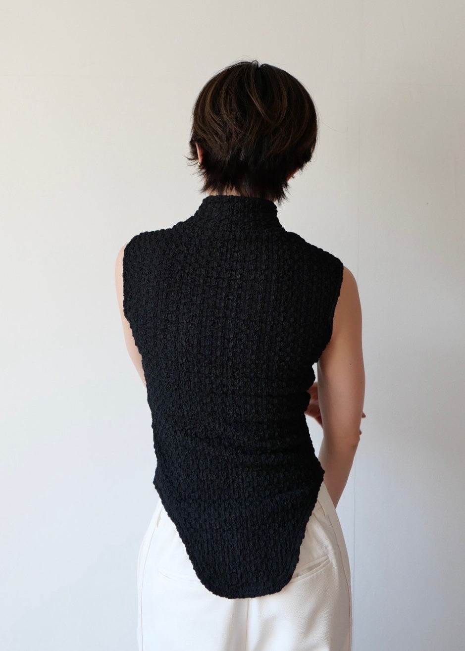 レイヤードポコポコトップス_BLACK