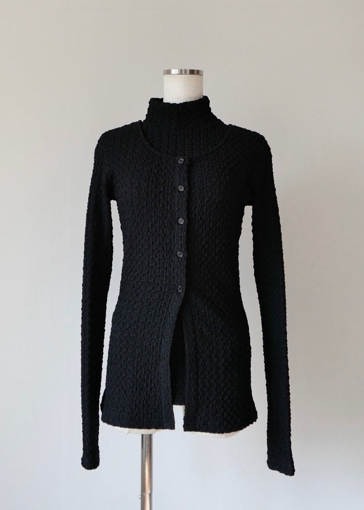 レイヤードポコポコトップス_BLACK