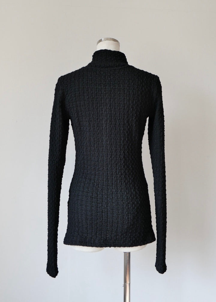 レイヤードポコポコトップス_BLACK