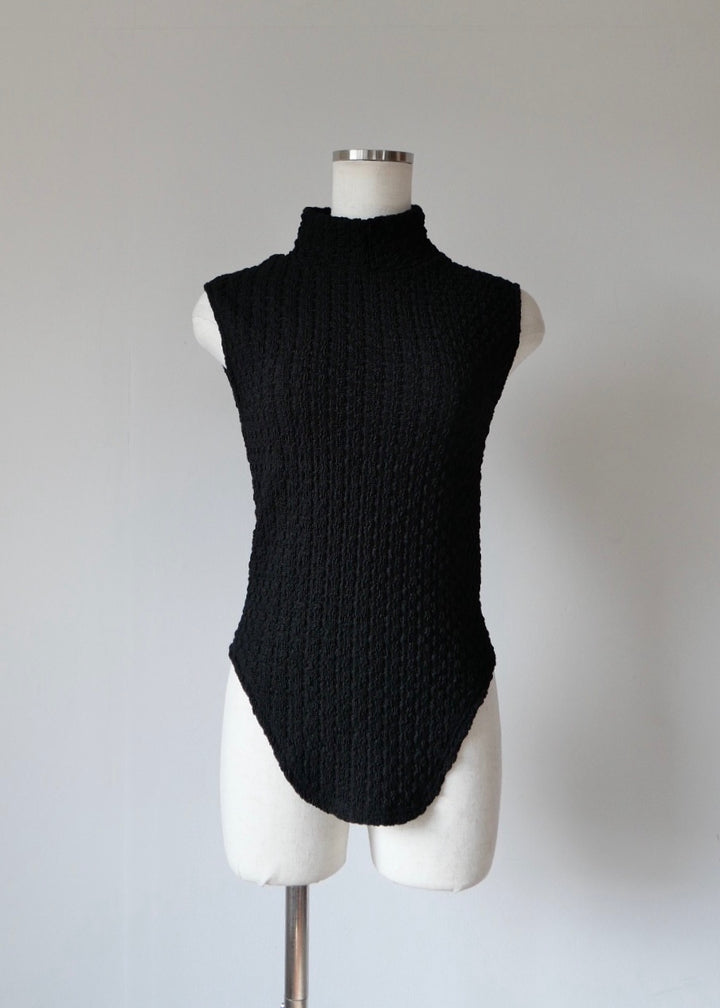 レイヤードポコポコトップス_BLACK