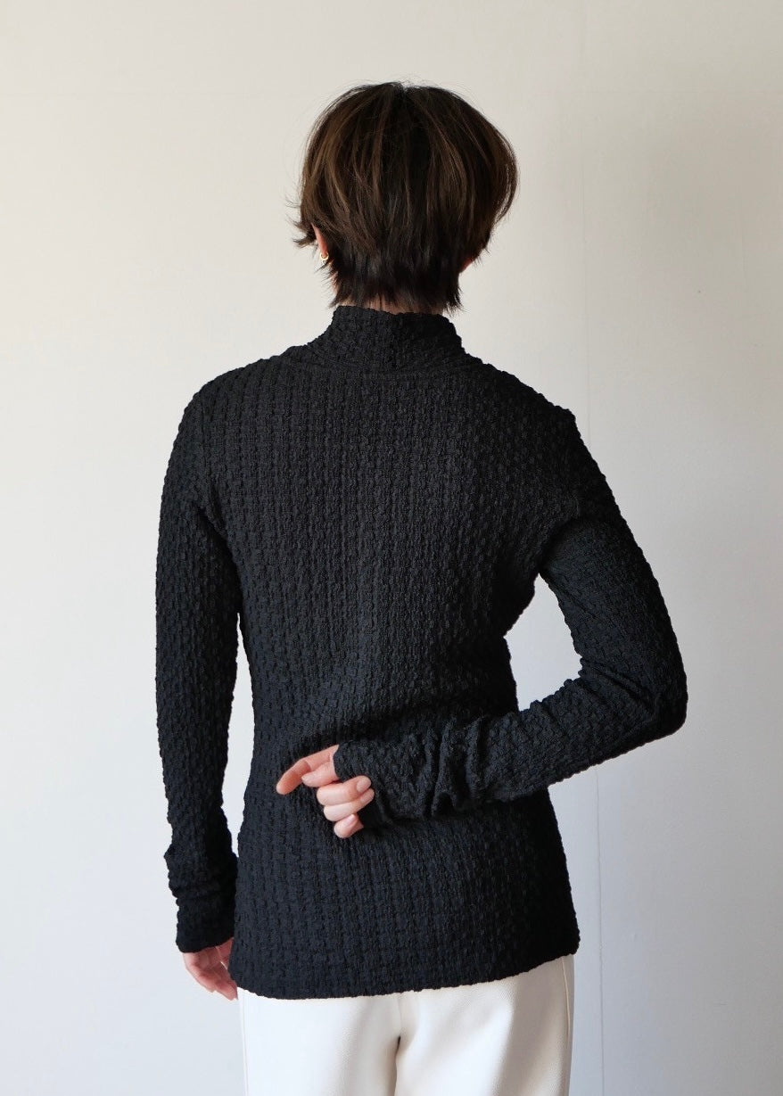 レイヤードポコポコトップス_BLACK