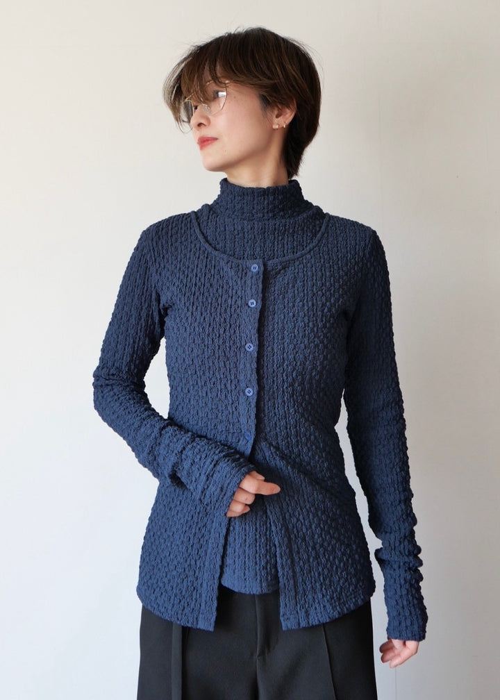 レイヤードポコポコトップス_NAVY