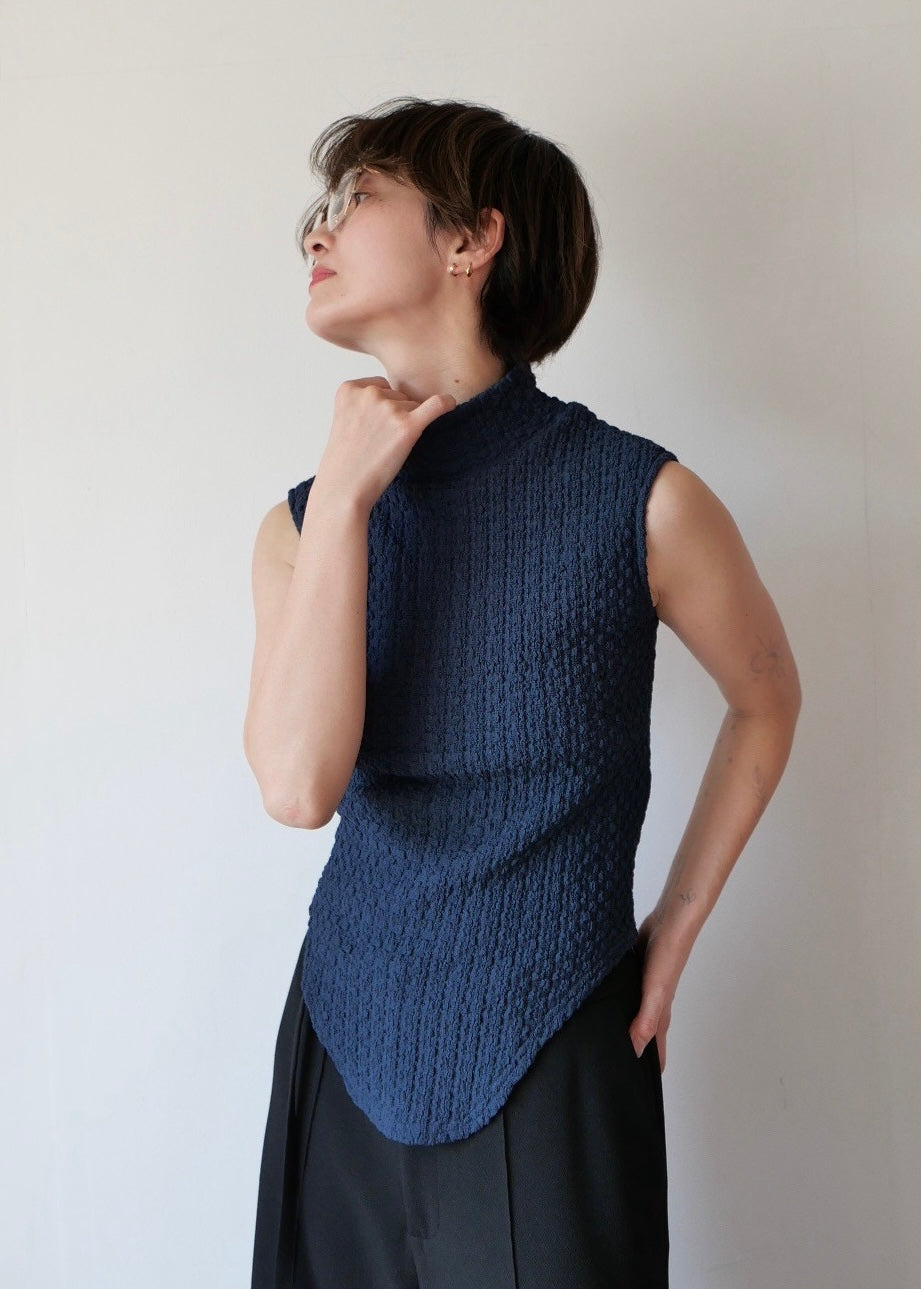 レイヤードポコポコトップス_NAVY