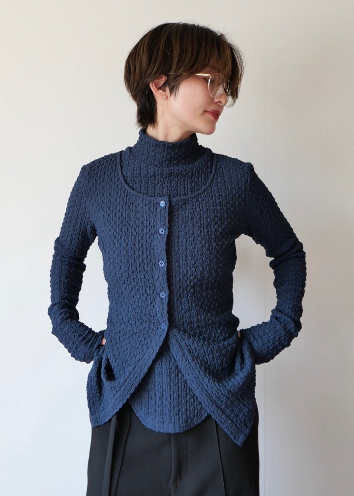 レイヤードポコポコトップス_NAVY