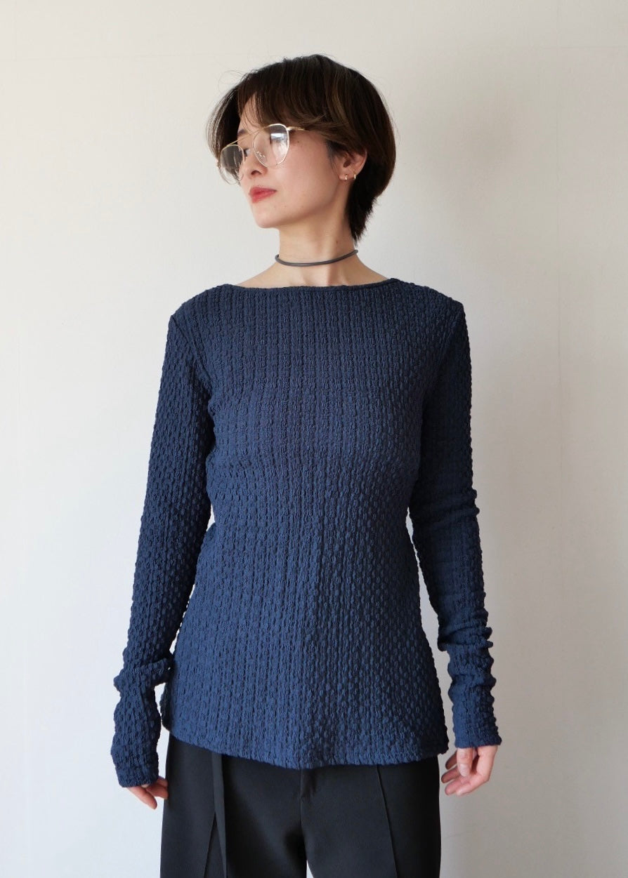 レイヤードポコポコトップス_NAVY