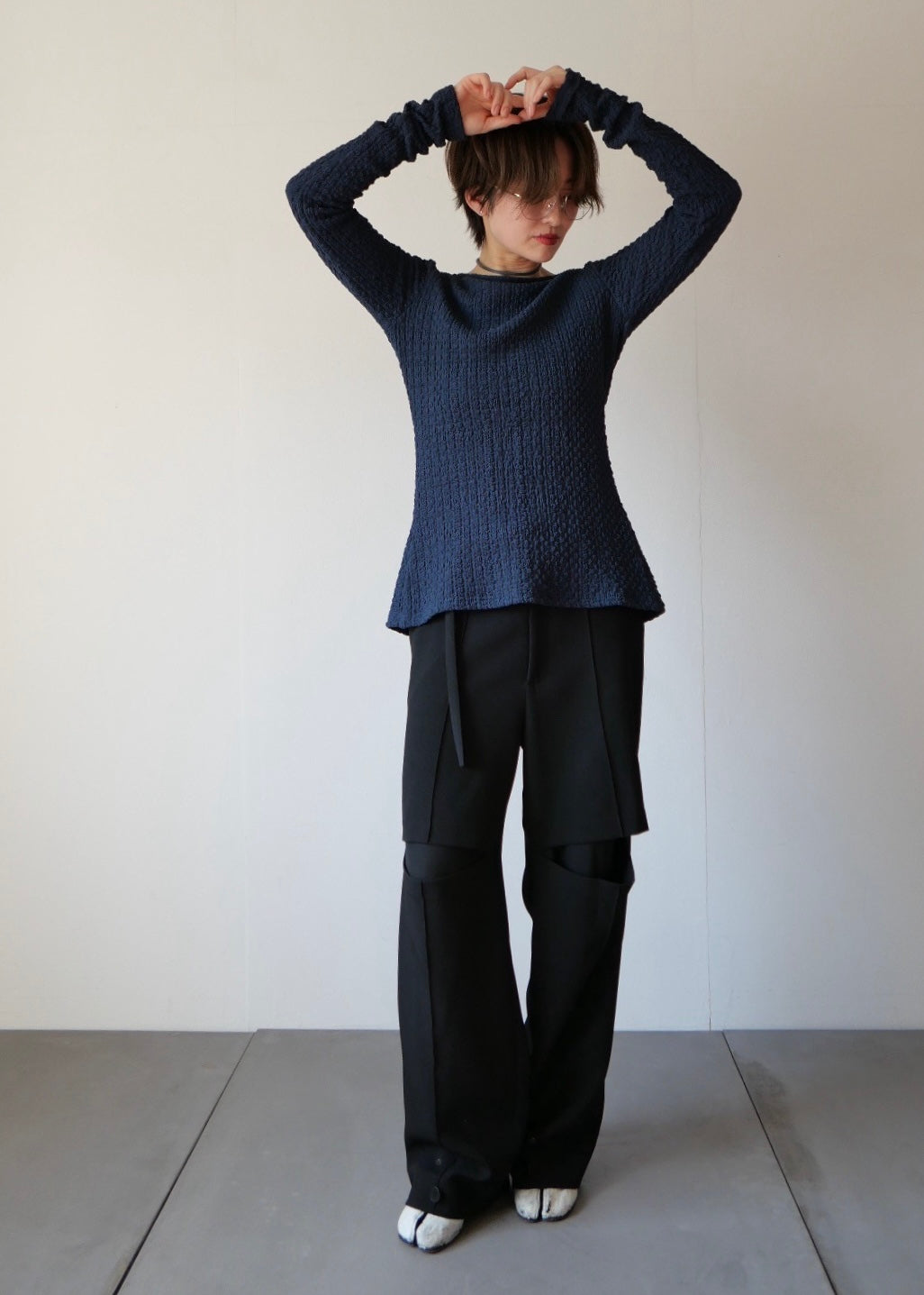 レイヤードポコポコトップス_NAVY