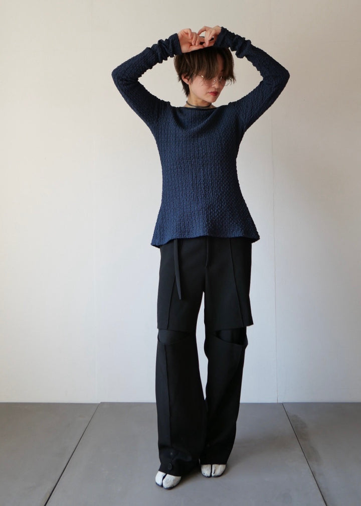 カットアウト2WAYパンツ_BLACK