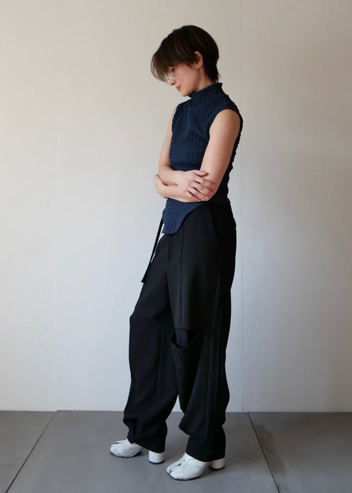 カットアウト2WAYパンツ_BLACK