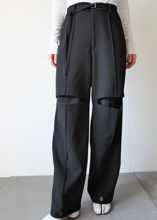 カットアウト2WAYパンツ_BLACK