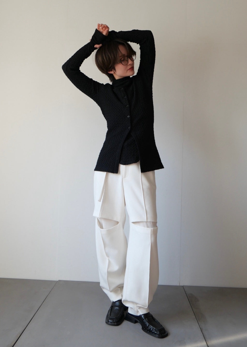 カットアウト2WAYパンツ_WHITE