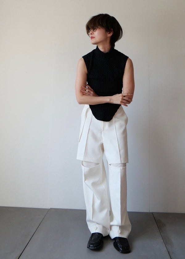 カットアウト2WAYパンツ_WHITE