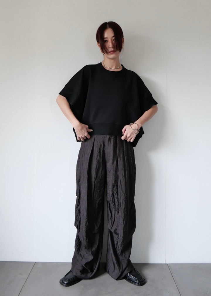 ドレープサテンワイドパンツ