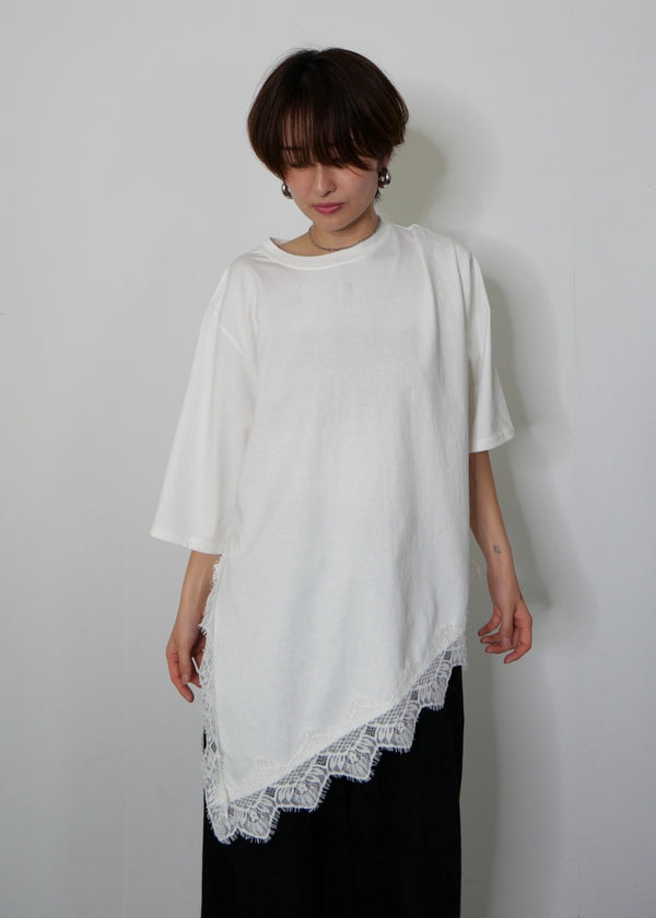 アシンメトリーレースTシャツ