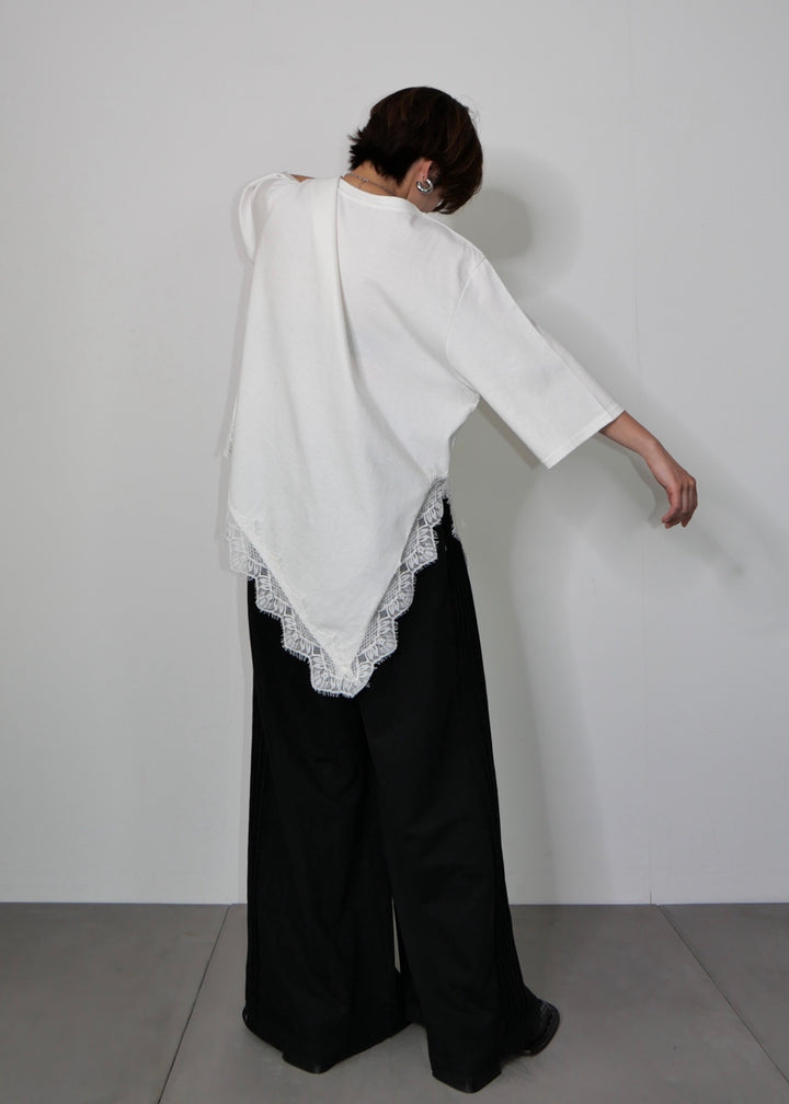 アシンメトリーレースTシャツ