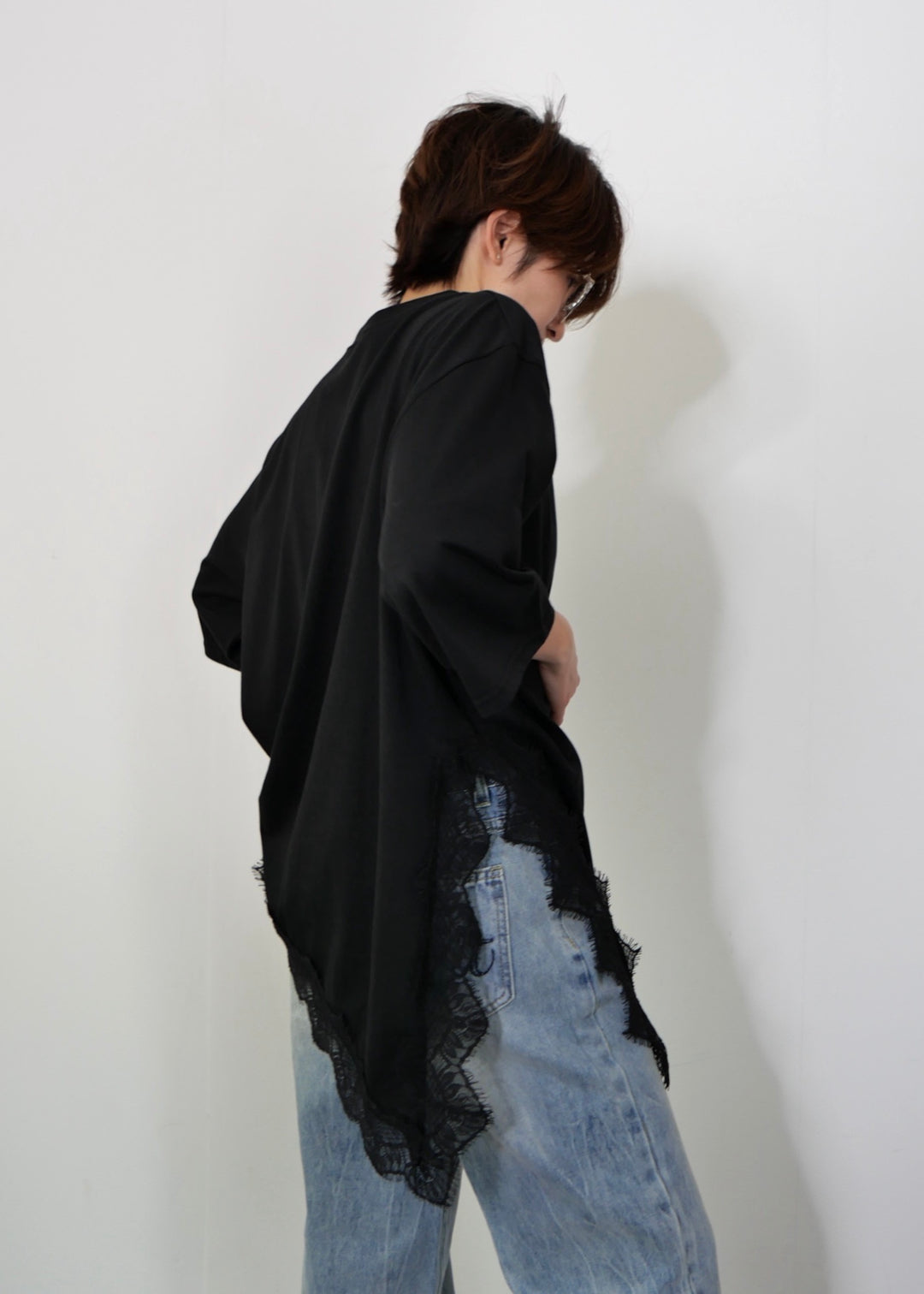 アシンメトリーレースTシャツ