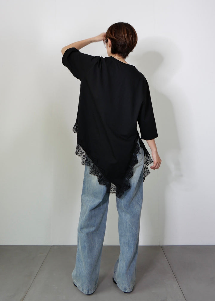 アシンメトリーレースTシャツ