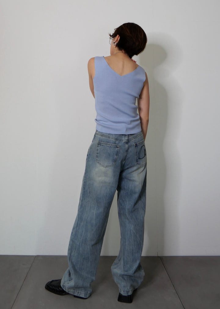 ボタンディテールデニムパンツ