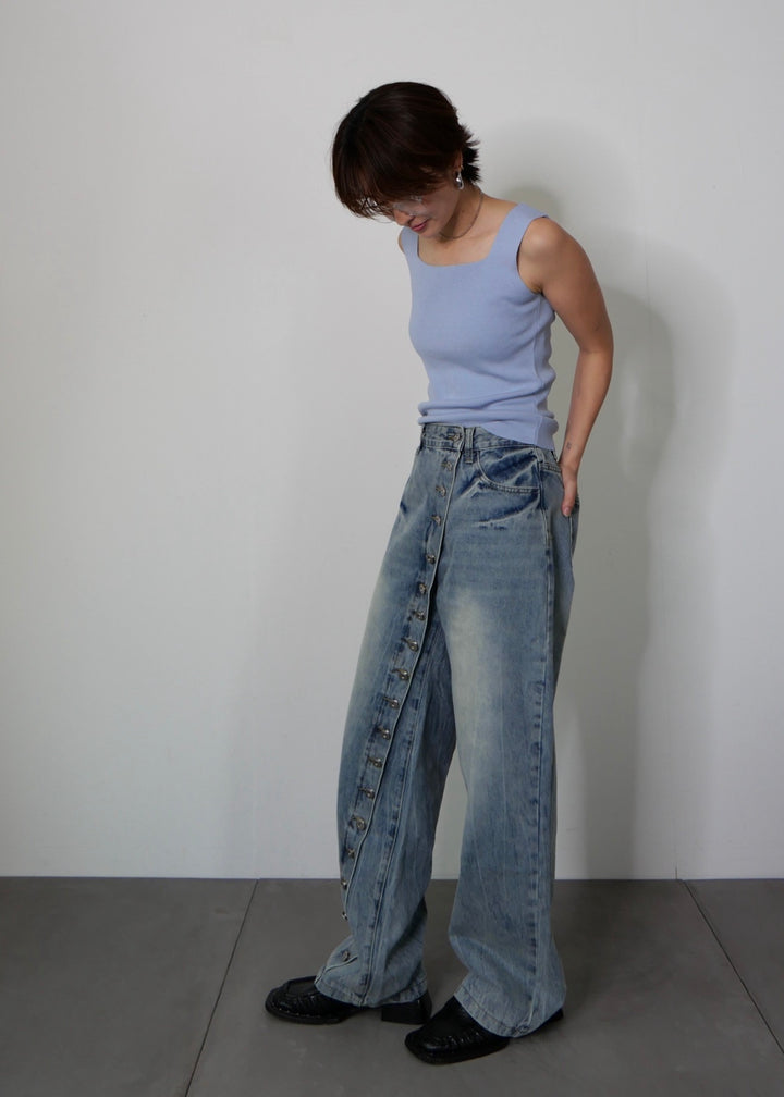 ボタンディテールデニムパンツ