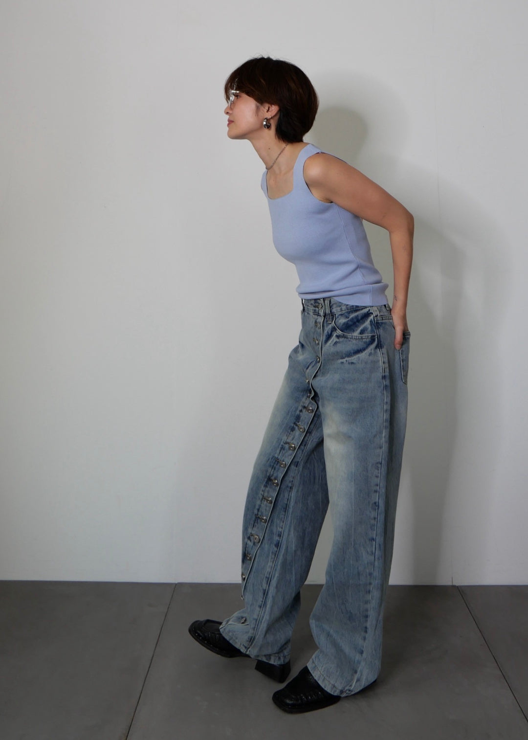 ボタンディテールデニムパンツ