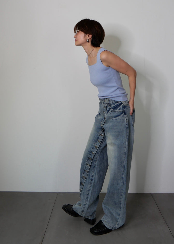 ボタンディテールデニムパンツ